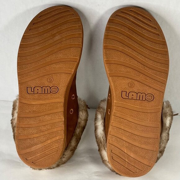 Womens Lamo Moccasin Boots With Faux Fur Lining & Embroidered  Size 9 Brown - Picture 5 of 6